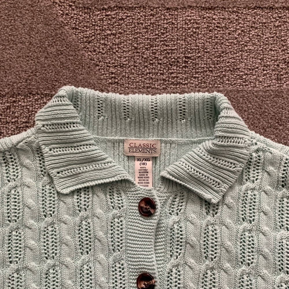 Classic Elements Mint Colored Button Front Sweater - image 11